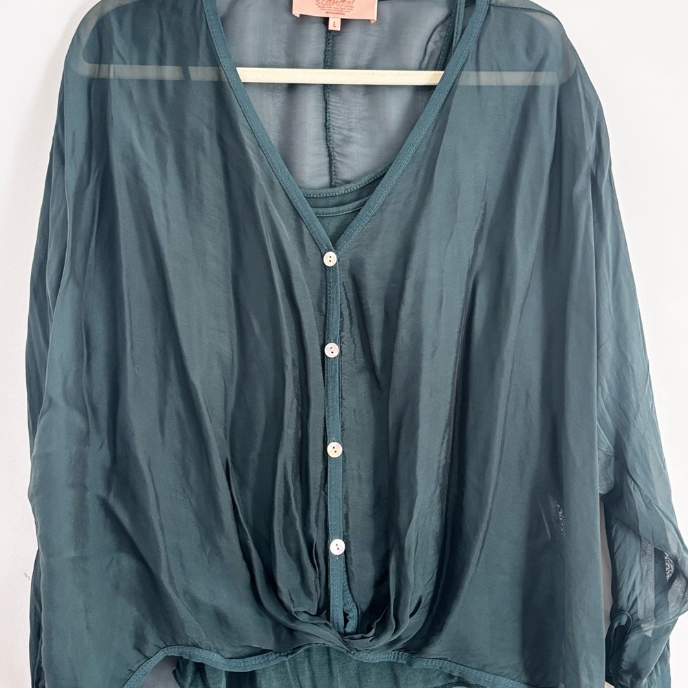 NWoT Elegant Green Sheer Women's Top